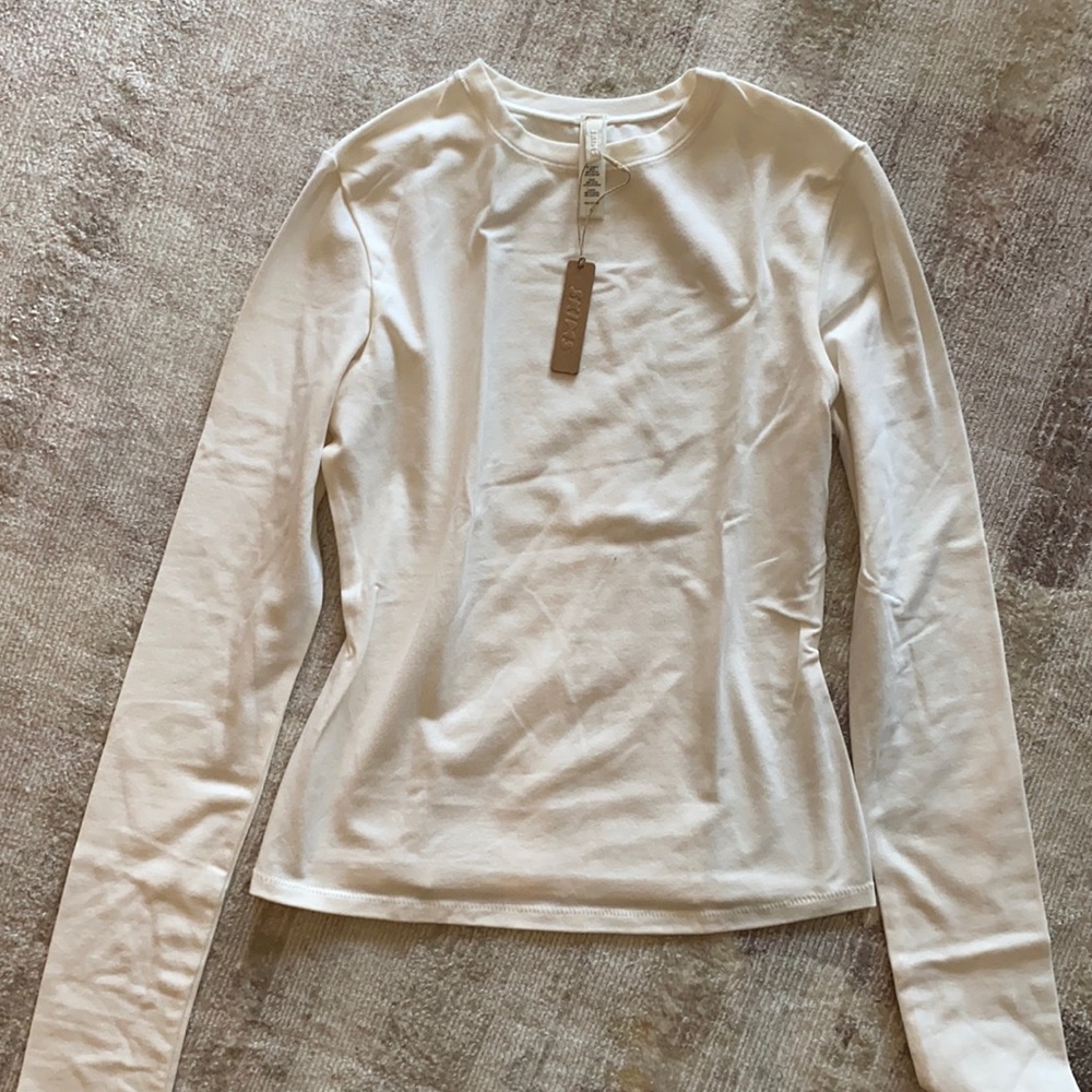 SKIMS WHITE STRETCH COTTON TOP NEW WITH TAGS SIZE M in WHITE